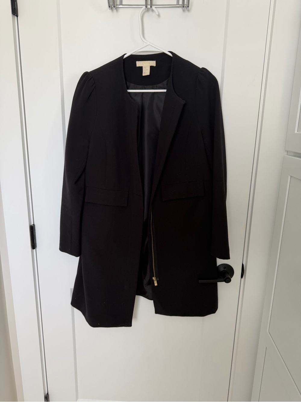 H&M Black Long Open-Front Blazer Coat
